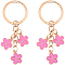 Zinc Alloy Keychain, with Enamel, Flower, Hot Pink, 8.2cm