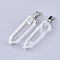 Watermelon Stone Glass Point Pendants, with Platinum Tone Brass Findings, Bullet, 35~37x10~11x9~10mm, Hole: 6~7x2.5~4mm