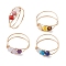 Copper Wire Wrapped Natural & Synthetic Gemstone Round Beaded Finger Rings for Women, 7mm, Inner Diameter: 19mm