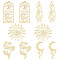 SUNNYCLUE 1 Box 10Pcs Tarot Style Real 18K Gold Plated Stainless Steel Charms Moon Phase Star Charm Mushroom Charms Hand Snake Double Sided Hollow Sun Charm for Jewelry Making Charms DIY Craft Adult