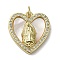 Brass Micro Pave Cubic Zirconia Pendants, Cadmium Free & Lead Free, with Shell, Heart, Real 18K Gold Plated, 19x18x3mm, Hole: 3.4mm