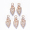 Alloy Enamel Pendants, Spiral Shell Shape, Light Gold, Creamy White, 19.5x7.5x6.5mm, Hole: 2.5mm