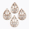 Unfinished Hollow Wood Big Pendants, Laser Cut Wood Shapes, Undyed, Teardrop, Antique White, 57x39~40x2.5mm, Hole: 2mm