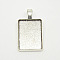 Tibetan Style Alloy Rectangle Pendant Cabochon Settings, Plain Edge Bezel Cups, Cadmium Free & Lead Free, Antique Silver, Tray: 25x18mm, 36x20x2mm, Hole: 6x3mm