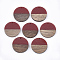 Resin & Walnut Wood Pendants, Flat Round, FireBrick, 28.5x3.5~4mm, Hole: 1.5mm