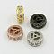 Brass Cubic Zirconia Beads, Flat Round, Mixed Color, 8x2.5mm, Hole: 1mm