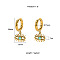 Vintage French Style Stainless Steel Hoop Earrings, with Synthetic Turquoise, Golden, Eye, 30x13mm