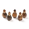 Faceted Natural Tiger Eye Pendants, Openable Perfume Bottle, with Golden Tone Brass Findings, 32~33x17~18x16mm, Hole: 2mm, capacity: 1ml(0.03 fl. oz)