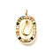 Brass Micro Pave Cubic Zirconia Pendants, Cadmium Free & Nickel Free & Lead Free, Real 18K Gold Plated, Oval with Letter Charms, Letter U, 18.5x11x3.5mm, Hole: 2x1.5mm