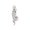 Brass Micro Pave Cubic Zirconia Pendants, Cadmium Free & Lead Free, with Jump Ring, Snake Charms, Platinum, 15.5x5x2.5mm, Hole: 2.8mm