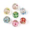 Luminous Handmade Gold Sand Lampwork Beads, Round with Flower, with Enamel, Glow in the Dark, Mixed Color, 11.5~13.5mm, Hole: 1.2~1.6mm