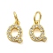 Brass Micro Pave Cubic Zirconia Pendants, Cadmium Free & Nickel Free & Lead Free, with Jump Ring, Letter Q, 8.5x7x1.5mm, Hole: 3.6mm