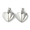 Brass Pave Natural Shell Heart Charms, Platinum, 11x12.5x3mm, Hole: 4x2.5mm
