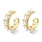 Rack Plating Brass Micro Pave Cubic Zirconia cuff Earring, with Plastic Imitation Pearl, Cadmium Free & Lead Free, Long-Lasting Plated, Real 18K Gold Plated, 21x6x17mm