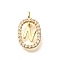 Brass Micro Pave Cubic Zirconia Pendants, Cadmium Free & Nickel Free & Lead Free, Real 18K Gold Plated, Oval with Letter Charms, Letter N, 18.5x11x3.5mm, Hole: 2x1.5mm