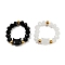 2Pcs Cat Shape Glass Beaded Beads Finger Rings, Mixed Color, Inner Diameter: 18mm