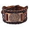 Alloy Sailor's Knot Link Bracelet, Cowhide Wide Crod Adjustable Bracelet, Red Copper, 10-7/8 inch(27.5cm)