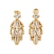Brass Micro Pave Cubic Zirconia Pendants, Nickel Free, Leaf, Leaf, 17x6.5x3mm, Hole: 1mm