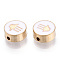Alloy Beads, with Enamel, Cadmium Free & Lead Free, Flat Round with Hamsa Hand, White, 10.5x4.5mm, Hole: 1.5mm