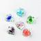 Handmade Luminous Lampwork Pendants, with Inner Flower, Heart, Mixed Color, 27~33x21~23x9~11mm, Hole: 4~7mm
