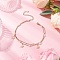 304 Stainless Steel Link Chain Anklets, with Natural White Jade for Women, White, 9-1/8 inch(230mm)