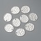 Alloy Blank Flat Round Hammered Pendants, Cadmium Free & Lead Free, Silver Color Plated, 24x22x1mm, Hole: 2mm