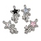 Rack Plating Alloy Rhinestone Pendants, Lead Free & Cadmium Free & Nickel Free, Star, Platinum, 27.5x14.5x5mm, Hole: 1.5mm