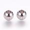 Tarnish Resistant 201 Stainless Steel Beads, Round with Vertical Stripes, Stainless Steel Color, 8x7mm, Hole: 3mm