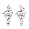 Rack Plating Alloy Pendants, Ballet Girl, Platinum, 26x13x4mm, Hole: 1.6mm