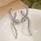 Snake Brass Cubic Zirconia Dangle Stud Earrings for Women, Platinum, 43x12.5mm