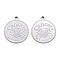 Non-Tarnish 201 Stainless Steel Pendants, Flat Round with Twelve Constellation, Laser Cut, Stainless Steel Color, Cancer, 25x22x1.5mm, Hole: 2mm