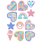 MAYJOYDIY 12 Styles Rainbow Hearts Rhinestone Iron on Hotfix Transfer Crystal Rhinestone Decals Colorful Star Diamond Rainbow Heart Ice Cream Donuts Heat Transfer Bling Patch for Cloths Bag Pant