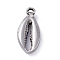 Non-Tarnish 304 Stainless Steel Pendants, Shell Shape, Stainless Steel Color, 17x8x3mm, Hole: 1mm