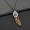 304 Stainless Steel Pendant Necklaces, Feather, Antique Bronze, 23.62 inch(60cm)