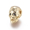 Brass Micro Pave Cubic Zirconia Beads, for Halloween, Skull, Golden, 12x8x9mm, Hole: 1.8mm