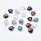 Natural & Synthetic Mixed Stone Pendants, with Brass Findings, Heart, Platinum, 23x20x7~9mm, Hole: 5x8mm