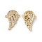 Brass Micro Pave Cubic Zirconia Connector Charms, Wing Links, Real 18K Gold Plated, Cadmium Free & Nickel Free & Lead Free, 19x13.5x3mm, Hole: 1.2mm