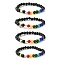 Natural & Synthetic Mixed Gemstone Chakra Theme Bracelet, Brass Beaded Stretch Bracelet, Mixed Shapes, Inner Diameter: 2-1/8 inch(5.5cm)