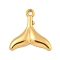 Ion Plating(IP) 304 Stainless Steel Pendants, Fishtail Charm, Real 18K Gold Plated, 26x25x3mm, Hole: 3mm