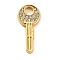 304 Stainless Steel Rhinestone Pendants, Real 18K Gold Plated, Key, 22.5x10.5x2.5mm, Hole: 3.3mm