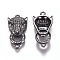 Brass Micro Pave Cubic Zirconia Links connectors, Leopard Head, Clear, Gunmetal, 29x14.6x6.5mm, Hole: 1.6mm