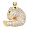 Brass Micro Pave Cubic Zirconia Pendants, Cadmium Free & Lead Free, Leopard Charms, Real 18K Gold Plated, 23.5x24.5x10mm, Hole: 4x3mm