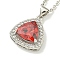 304 Stainless Steel Cable Chain Necklaces, Brass Cubic Zirconia Red & Clear Triangle Pendant Necklaces, Platinum & Stainless Steel Color, 17.83 inch(45.3cm)