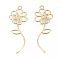 Alloy Pendants, Cadmium Free & Lead Free, Flower, Golden, 45x16x1.2mm, Hole: 1.8mm