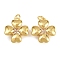 Brass Pendants, Clover, with Glass and Jump Ring, Rack Plating, Long-Lasting Plated, Cadmium Free & Lead Free, Real 18K Gold Plated, Clear, 18x16x5mm, Hole: 3mm