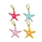 Brass Enamel Pendants, Starfish Charm, with Jump Ring, Long-Lasting Plated, Cadmium Free & Lead Free, Rack Plating, Real 18K Gold Plated, Mixed Color, 17.5x15.5x2.5mm, Hole: 4.5mm