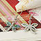 Natural Abalone Shell/Paua ShellButterfly Dangle Earrings, with Brass Earring Hooks, Sky Blue, 35mm