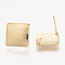 Brass Ear Stud Findings, with Loop, Rhombus, Nickel Free, Real 18K Gold Plated, 17.5x17.5mm, Hole: 1.5mm, Pin: 0.5mm