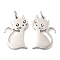 Non-Tarnish 304 Stainless Steel Pendants, with Jump Ring, Cat Charm, Stainless Steel Color, 19.5x13x1.4mm, Hole: 3.2mm