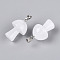 Natural Quartz Crystal Pendants, Rock Crystal Mushroom Charms with Stainless Steel Snap on Bails, Stainless Steel Color, 24.5~26x16~16.5mm, Hole: 6x2.5mm